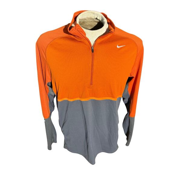 Nike Running Dri-FIT Half Zip Pullover Men’s L Orange Gray Long Sleeve Athletic - Picture 1 of 4